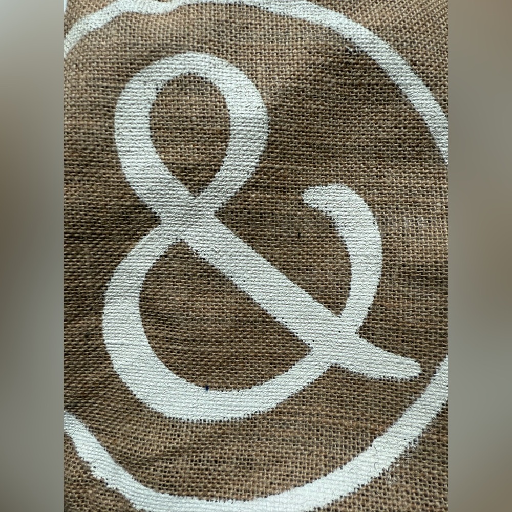 Mary & Martha Ampersand Burlap Lined Tote Bag with Black Handles NEW - Picture 6 of 10